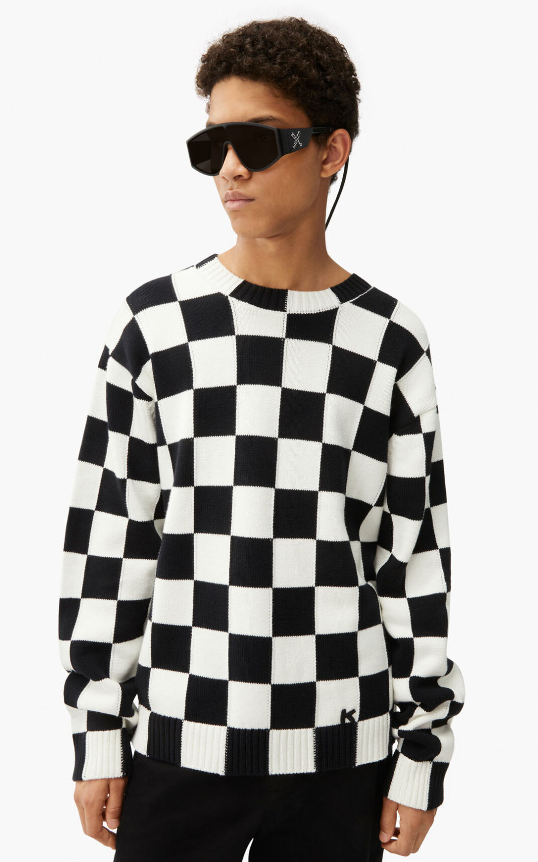 Pull Kenzo Checked Homme Blanche | MBCS-37512